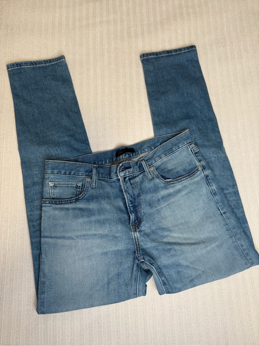Uniqlo Men's Light Blue Skinny Jeans - Washed Indigo